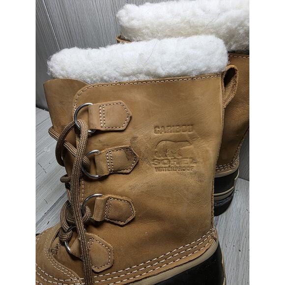 Sorel Boots Caribou Womens 8 Winter Snow Rain Work Sherpa Lined Leather READ - Picture 10 of 12